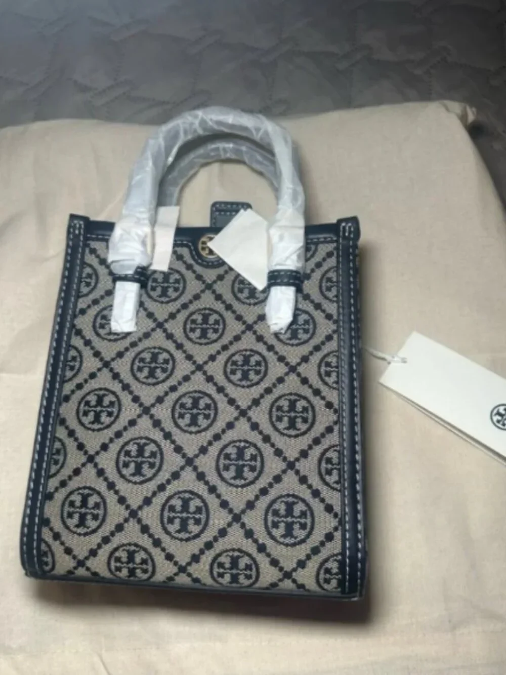 Tory Burch T-Monogram Jacquard Mini Shopper Tote